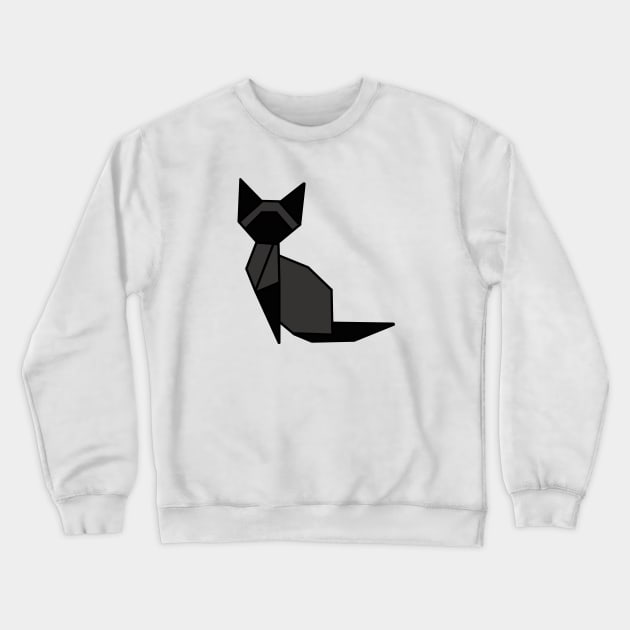 Origami Cat Gray and Black Crewneck Sweatshirt by Numerica